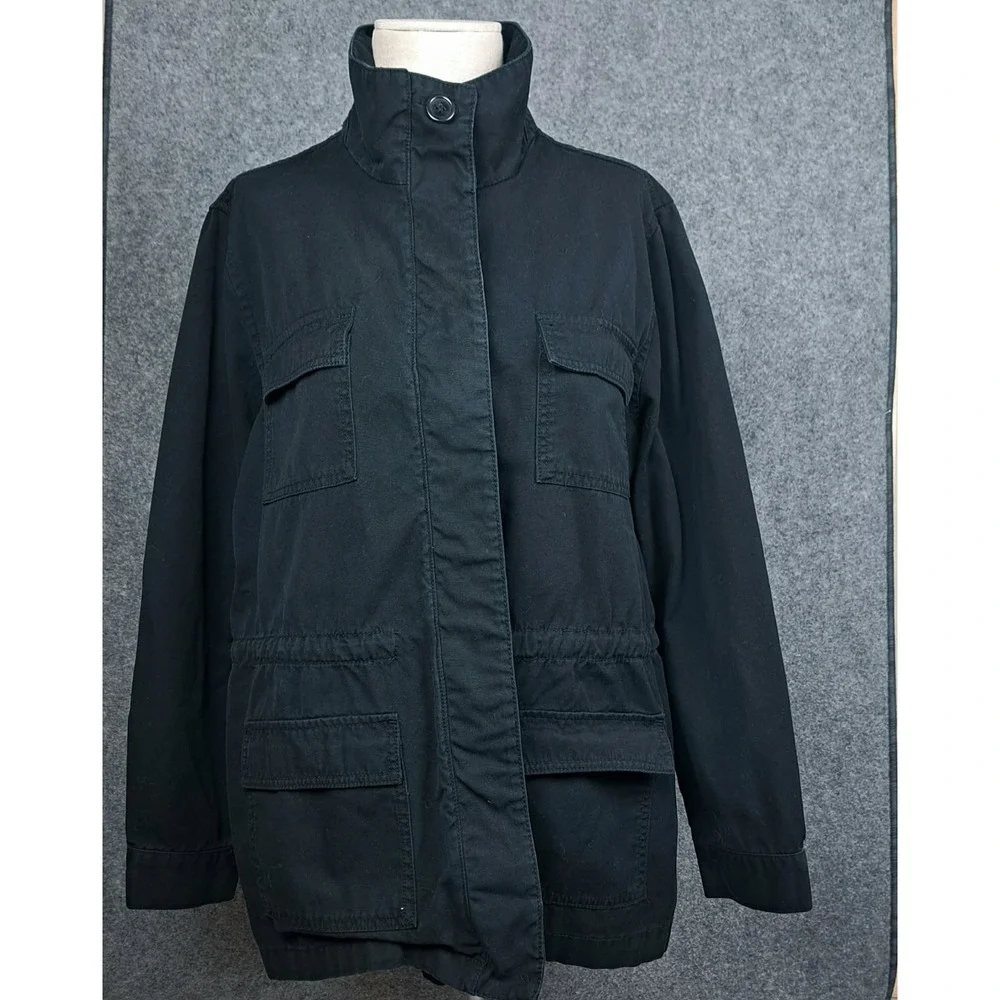 Relativity Women's Cotton‎ Blend Trench Coat Jacket Black Size 2X Button